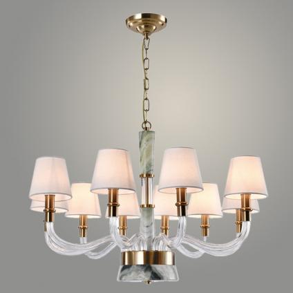 Люстра BL681EM/10 CE+AB серо-зеленый/бронза/белый абажур 10х40W E14 d900 h550, BLK24